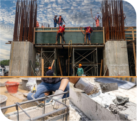 Excavadora en obra de infraestructura